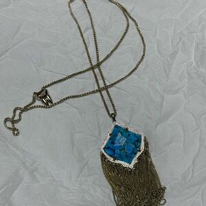 Kendra Scott pendant necklace with with gold fringe